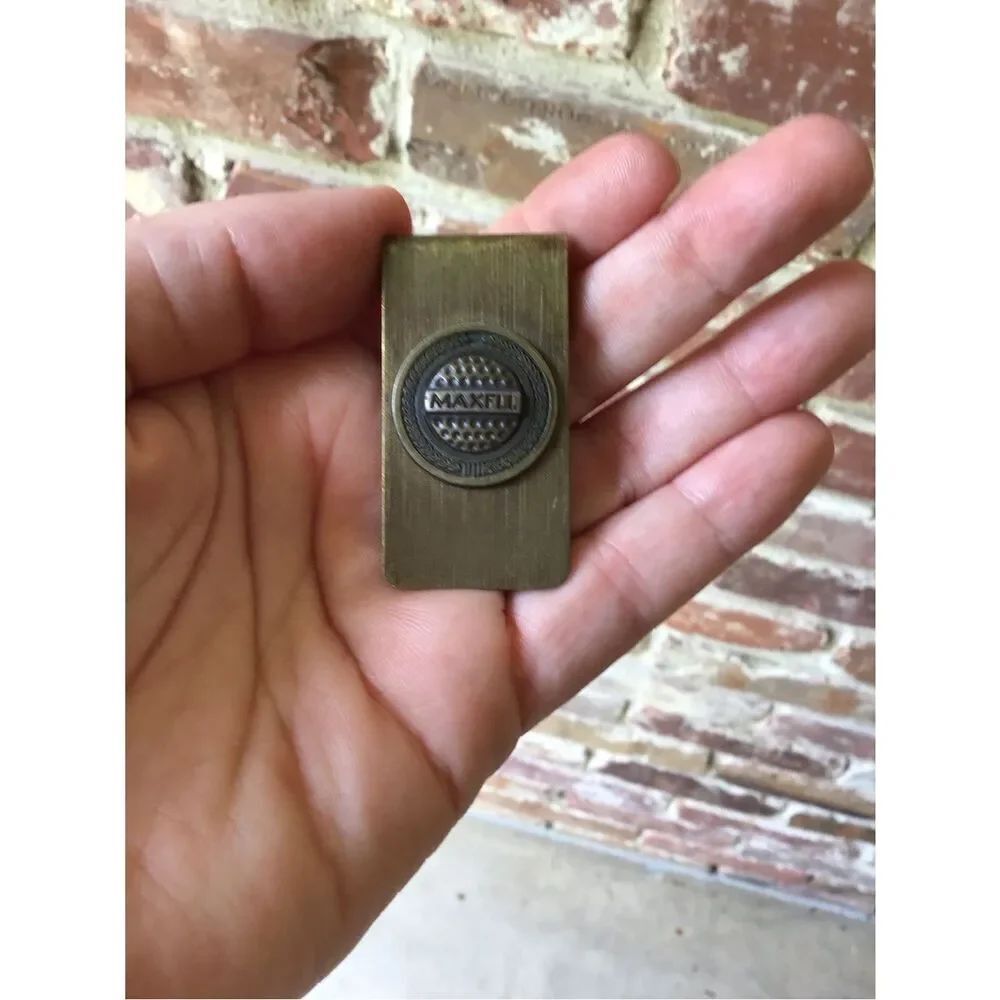 Vintage Maxfli Golf Logo Brass Tone Money Clip